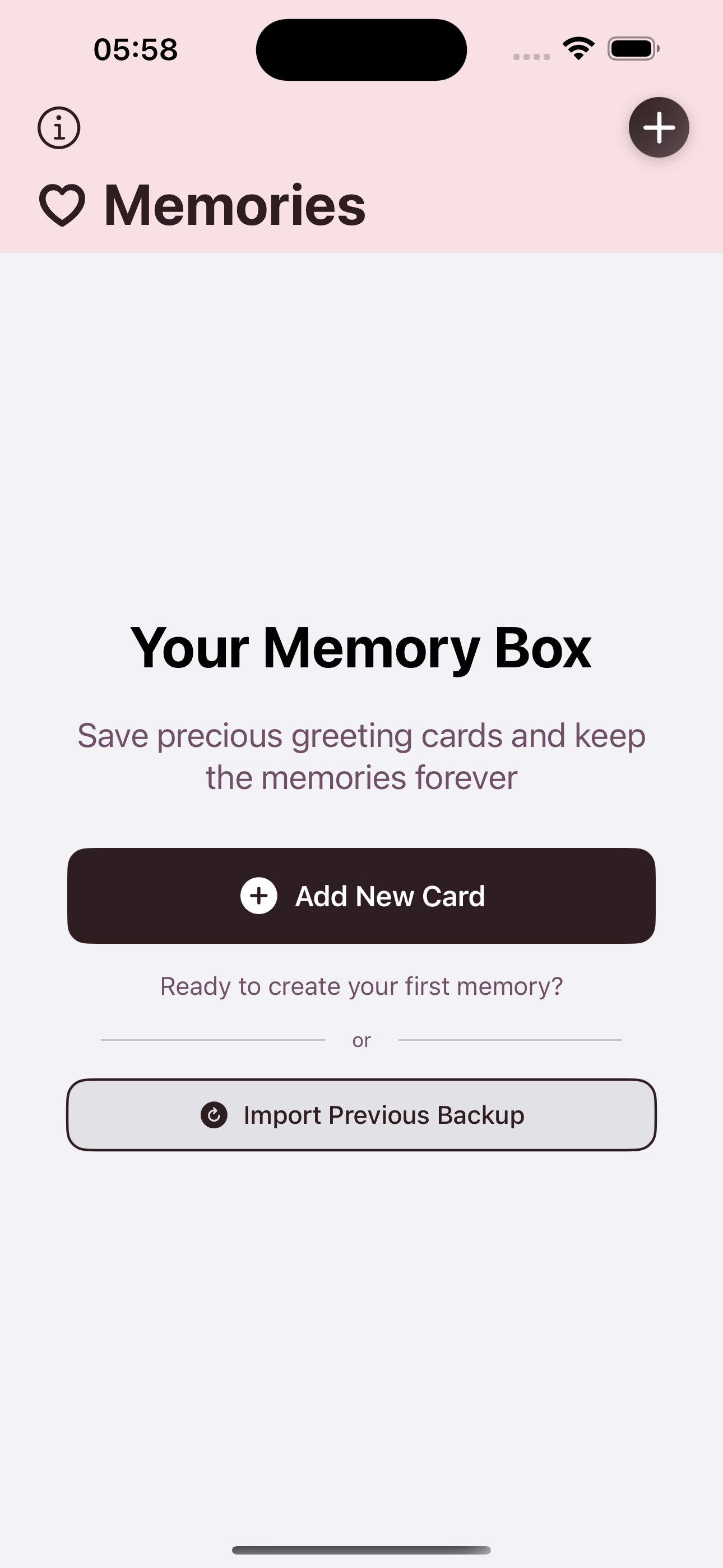 CardKeepApp v1.3.0 main screen with Add New Card and Import Backup options